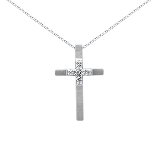 SPECIAL! .10ct G SI 14K White Gold Diamond Cross Pendant Necklace 18" Chain