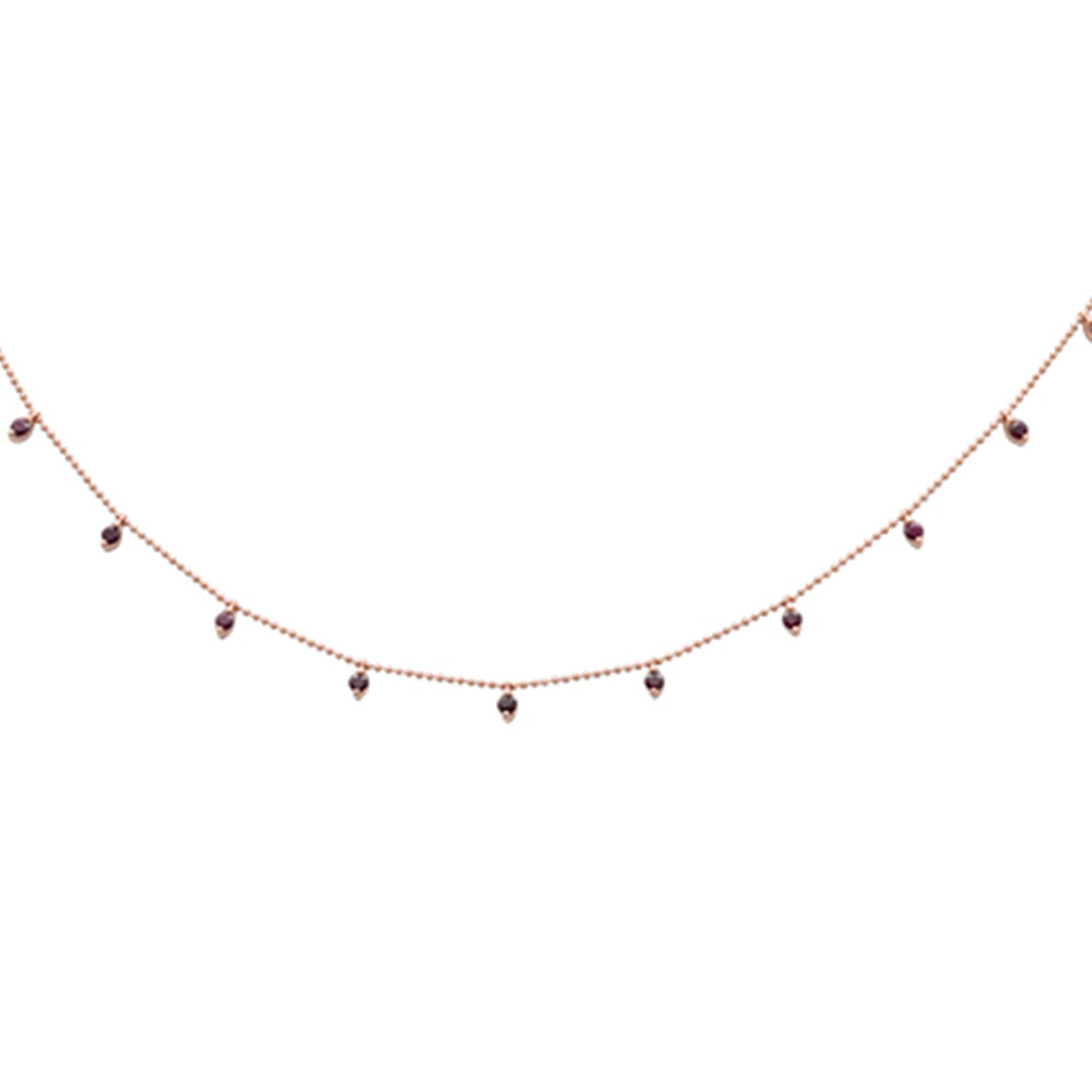 1.03ct G SI 14K Rose Gold Diamond Bead Style Chain Ruby Gemstone Pendant Necklace