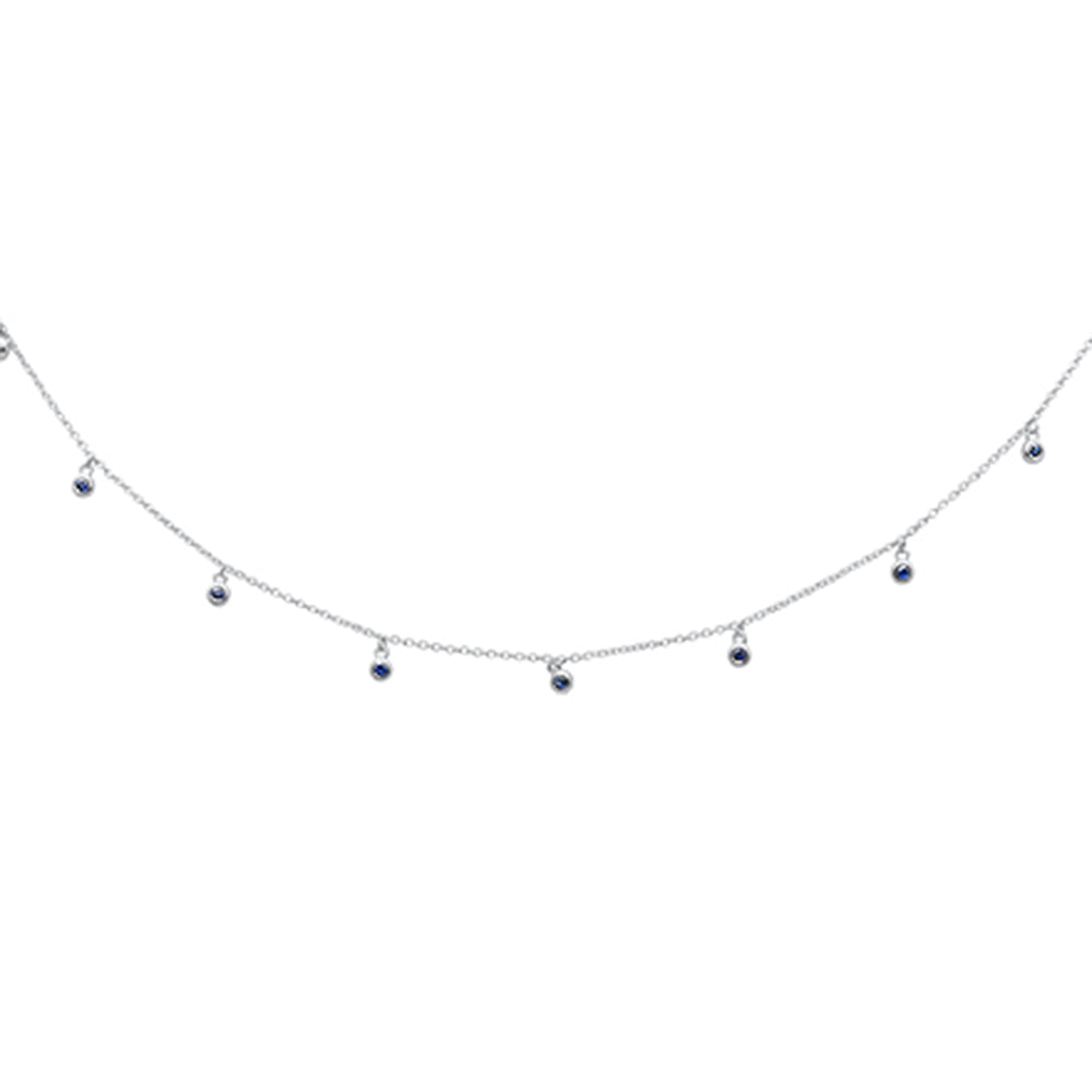 .31ct G SI 14K White Gold Diamond Blue Sapphire Gemstone By The Yard Style Pendant Necklace