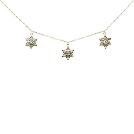 SPECIAL!.21ct G SI 14K Yellow Gold Diamond Star of David Pendant Necklace 16+2" Ext