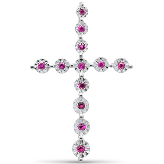 .14ct G SI 14K Yellow Gold Ruby Gemstone Cross Charm Pendant
