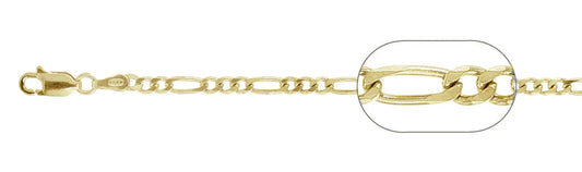 080-3MM Yellow Gold Plated Figaro Chain .925 Solid Sterling Silver Available In 7"-30" Inches