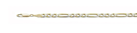080-3MM Yellow Gold Plated Pave Figaro Chain .925 Solid Sterling Silver Available In 7"- 30" Inches