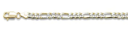 120-5MM Yellow Gold Plated Pave Figaro Chain .925 Solid Sterling Silver Available In 7"- 26" Inches