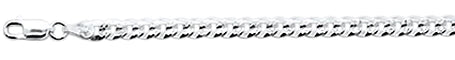 100-4MM Flat Pave Curb Chain .925 Solid Sterling Silver Available In 8"- 30" Inches