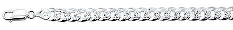 160-6.4MM Flat Pave Curb Chain .925 Solid Sterling Silver Available In 8"- 30" Inches