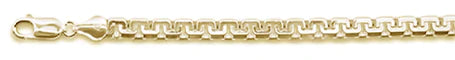 250 4.5MM Yellow Gold Plated Greek Box Chain .925 Solid Sterling Silver Sizes 8-28"