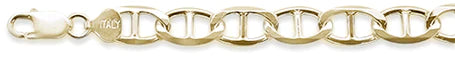 250 11.8MM Yellow Gold Plated Mariner Chain Made In Italy Available In 8"-28" Inches