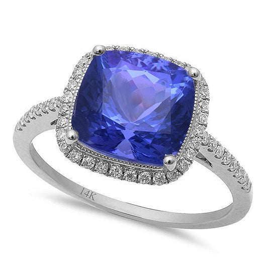 3.80ct F VS Tanzanite & Diamond Engagement Ring Size 6.5
