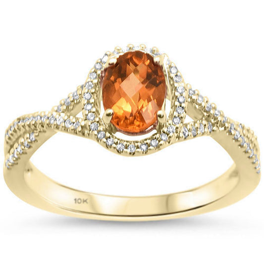 .79cts G SI 10k Yellow Gold Oval Citrine & Diamond Ring Size 6.5