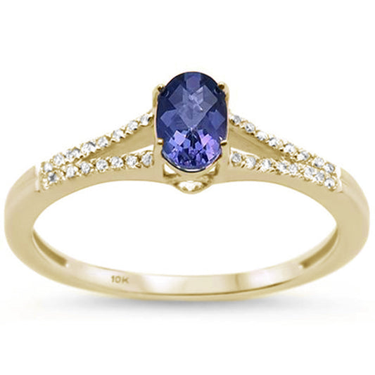 1.13ct 10K Rose Gold Round Tanzanite & Diamond Ring Size 6.5