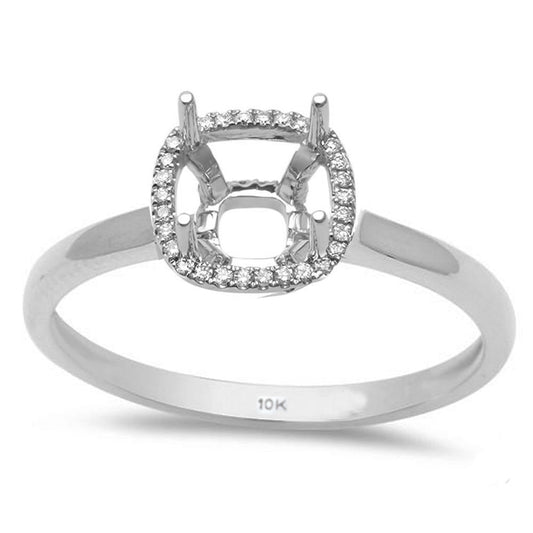 .08ct 10k White Gold Halo Semi-Mount Ring Size 6.5