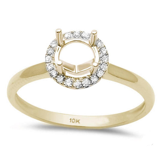 .08ct 10k Yellow Gold Halo Semi-Mount Ring Size 6.5