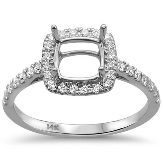 .31ct 14kt White Gold Square Cushion Shape Diamond Semi-Mount Ring Size 6.5