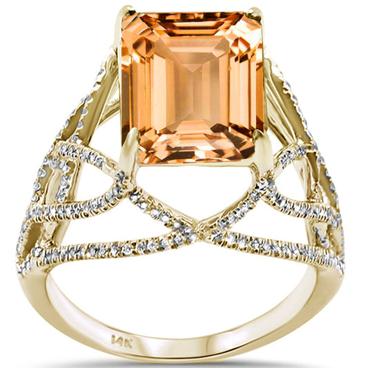 5.87ct F SI 14K Yellow Gold Citrine & Diamond Ladies Ring Size 6.5