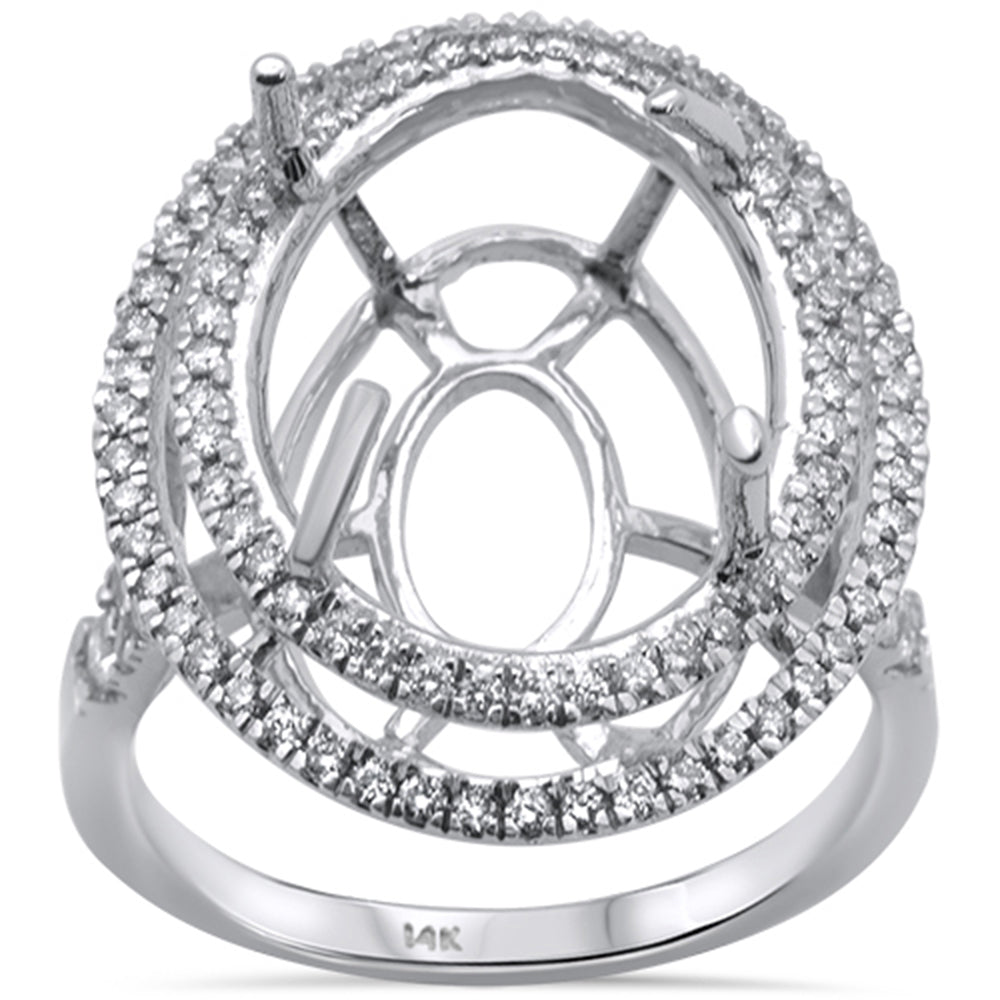 .73ct G SI 14kt White Gold Oval Diamond Semi-Mount Ring Size 6.5