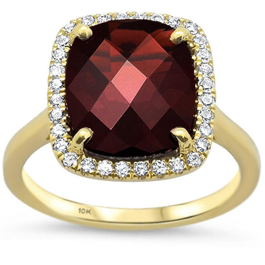 5.19ct G SI 10K Yellow Gold Diamond & Garnet Gemstone Ring