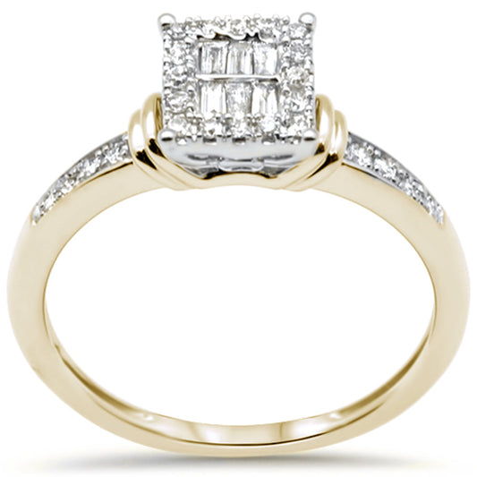 .20ct G SI 14K Two Tone Gold Diamond Round & Baguette Ring Size 6.5