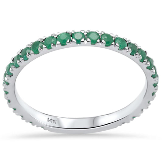 .70ct G SI 14K White Gold Natural Emerald Gemstone Ring Stackable Band Size 7