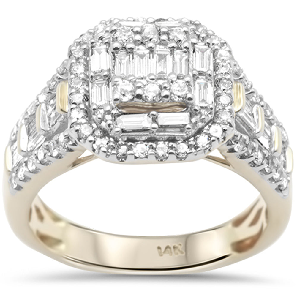 1.15ct G SI 14K Yellow Gold Round & Baguette Diamond Women's Ring Band Size 7