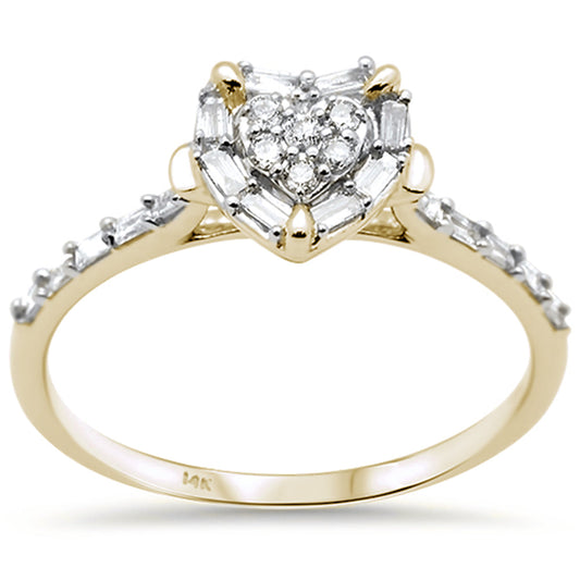 SPECIAL! .22ct G SI 14K Yellow Gold Heart Shaped Round & Baguette Diamond Engagement Ring Size 7