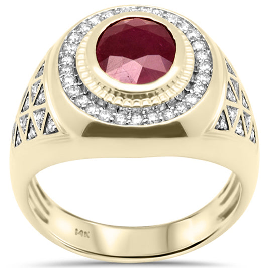 3.54ct G SI 14K Yellow Gold Natural Ruby Gemstone Men's Ring Band Size 10