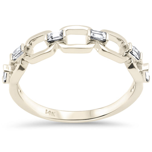 SPECIAL! .14ct G SI 14K Yellow Gold Baguette Diamond Stone Ring Band Size 6.5