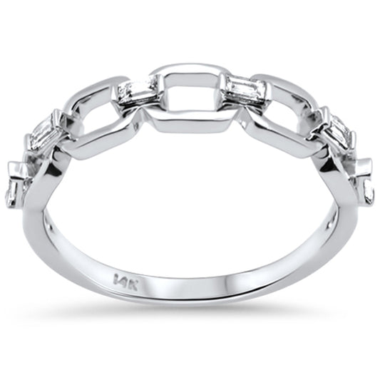 SPECIAL! .14ct G SI 14K White Gold Baguette Diamond Stone Ring Band Size 6.5