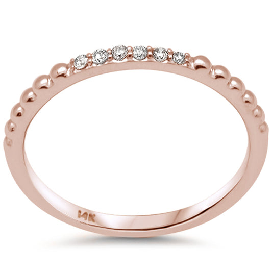 .06ct G SI 14K Rose Gold Diamond Ball Ring Size 6.5