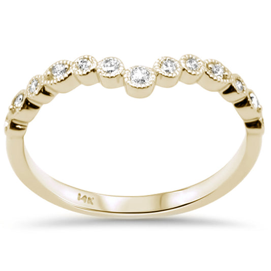 .13ct G SI 14K Yellow Gold Diamond Bezel Set Stackable Band Ring Size 6.5