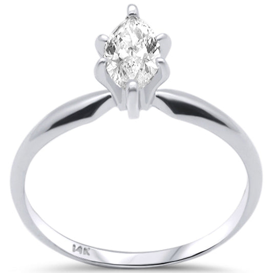 .51ct G SI 14K White Gold Marquise Diamond Solitaire Ladies Ring