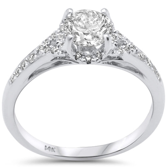 .96ct G SI 14K White Gold Round Diamond Halo Engagement Ring Size 6.5