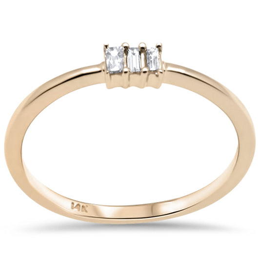 .08ct G SI 14K Yellow Gold Baguette Diamond Ring Band Size 6.5