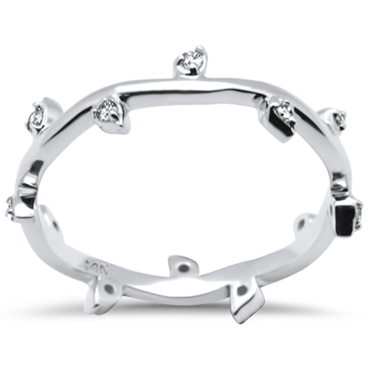 .12ct G SI 14K White Gold Diamond Leaf Design Ring Band