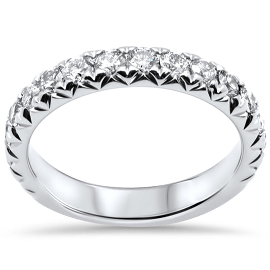 1.02ct G SI 14K White Gold Diamond Engraved Wedding Ring Band