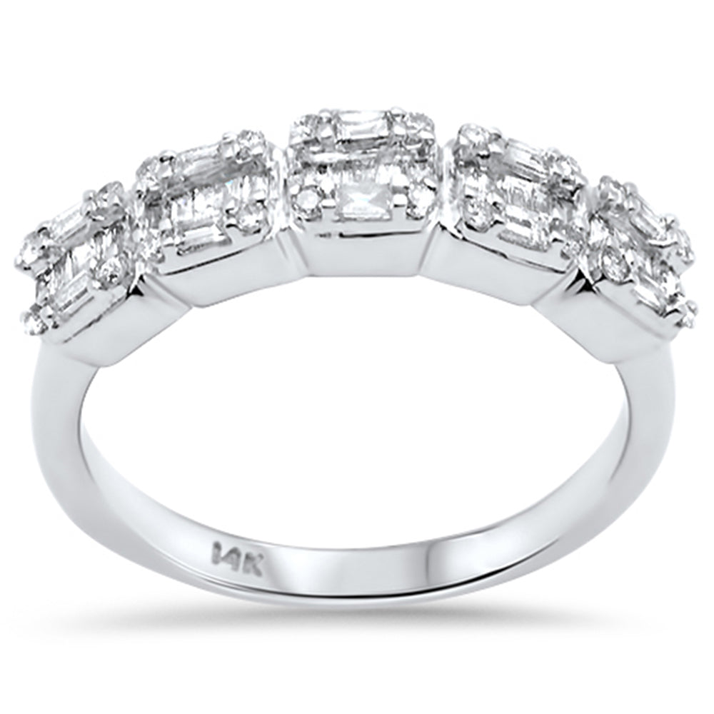 .39ct G SI 14K White Gold Round & Baguette Diamond Ring Band Size 6.5