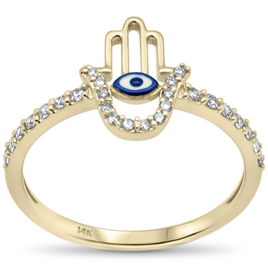 SPECIAL! .20ct G SI 14K Yellow Gold Diamond Hand of Hamsa Ring Band Size 6.5