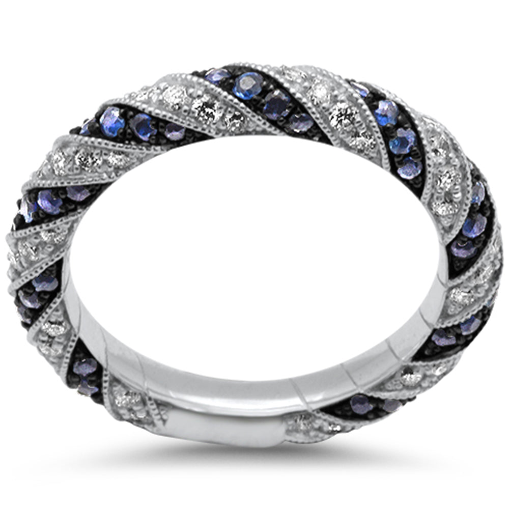 .59ct G SI 14K White Gold Diamond Blue Sapphire & Diamond Ring Band
