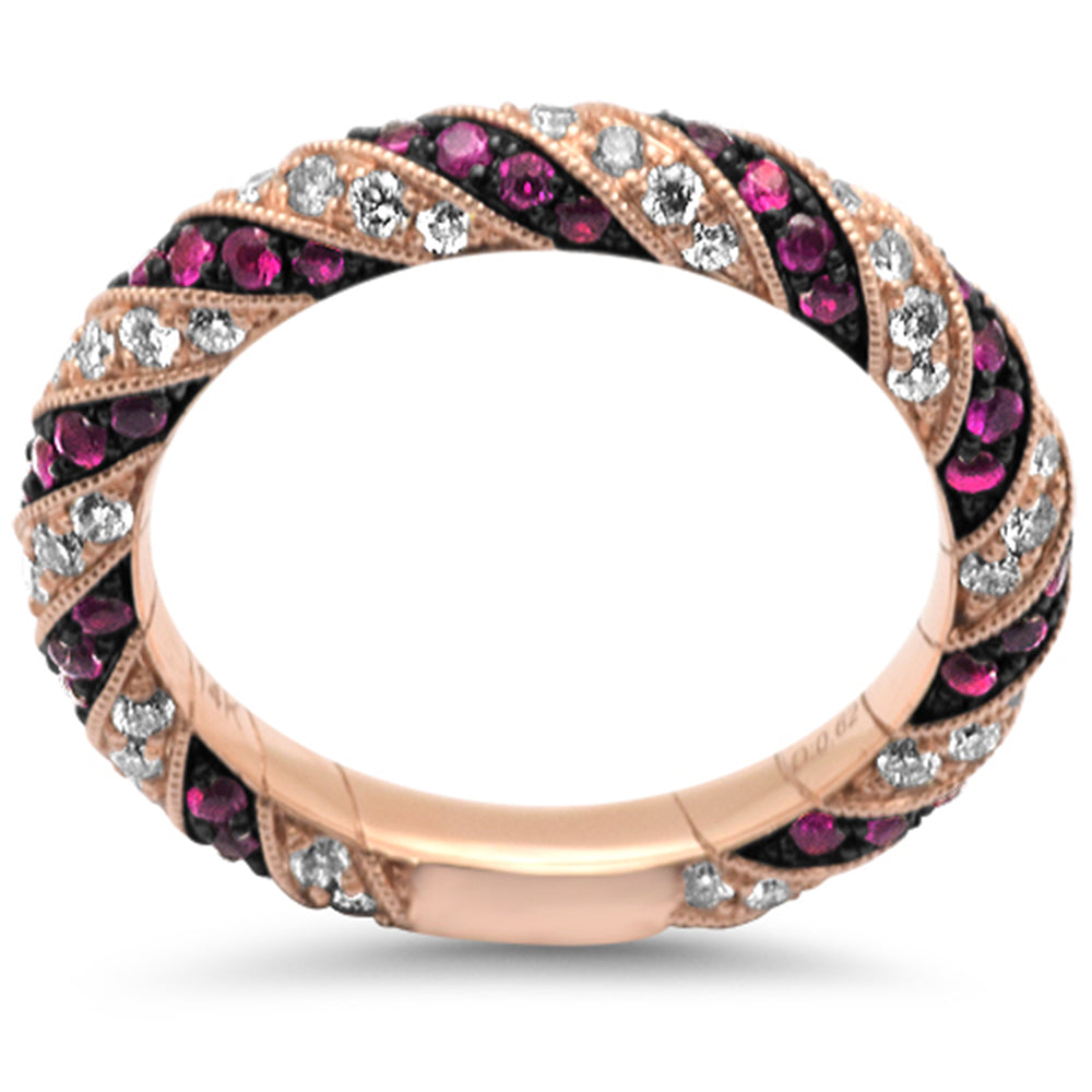 .60ct G SI 14K Rose Gold Diamond Ruby & Diamond Ring Band