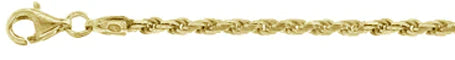 050-2.5MM Yellow Gold Plated Rope Chain .925 Solid Sterling Silver Sizes 8-28"
