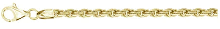 070-3.5MM Yellow Gold Plated Rope Chain .925 Solid Sterling Silver Sizes 8-28"