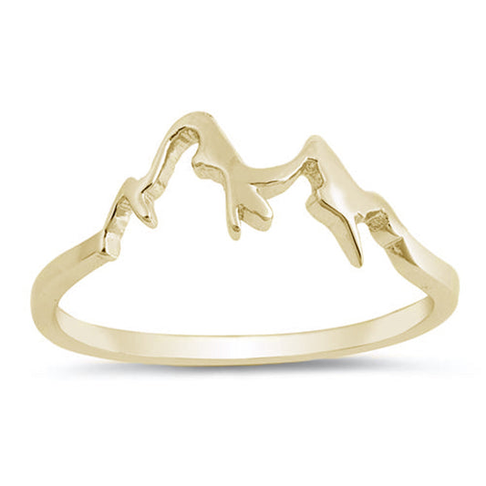 Yellow Gold Plated Plain Mountain .925 Sterling Silver Ring Sizes 5-10