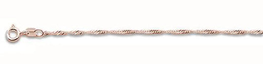 025-1.6MM Rose Gold Plated Singapore Chain .925 Solid Sterling Silver Available In 16"- 22" Inches