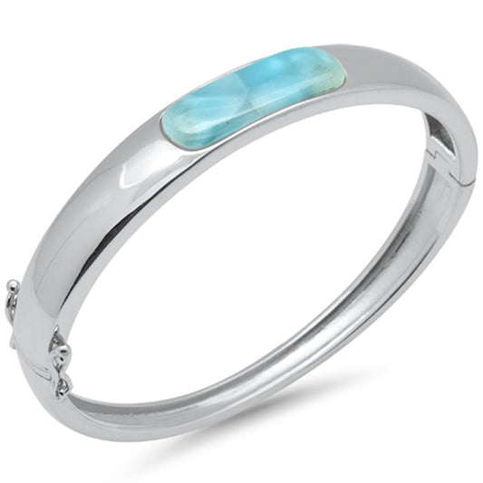 Natural Larimar .925 Sterling Silver Bangle Bracelet