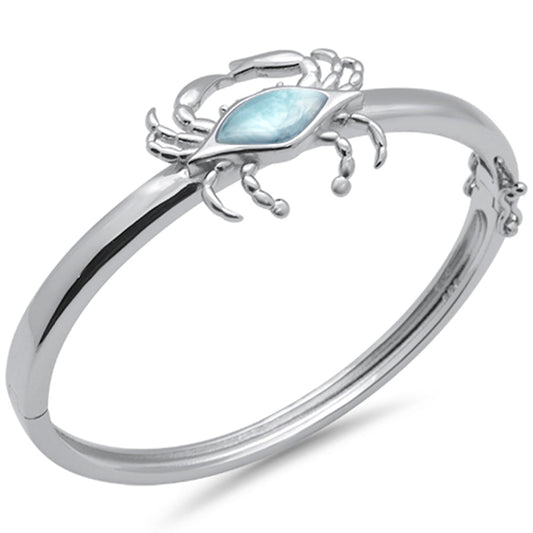Crab Natural Larimar .925 Sterling Silver Bangle Bracelet