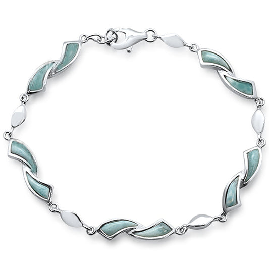 Natural Larimar  .925 Sterling Silver Bracelet 7.5"