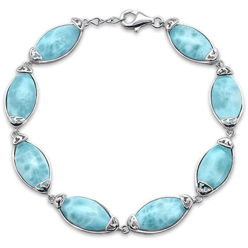 Natural Larimar New Design .925 Sterling Silver Bracelet