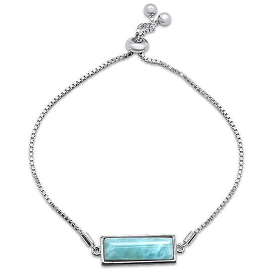 New Natural Larimar  .925 Sterling Silver Bracelet 7.5" Long