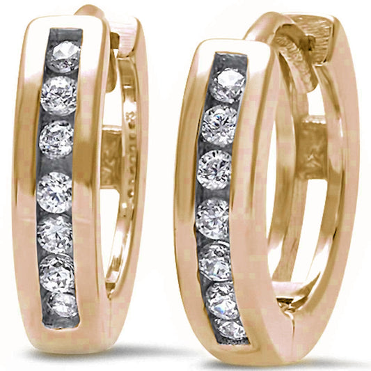 CLOSEOUT! Yellow Gold Plated Round Cz Hoop .925 Sterling Silver Earrings