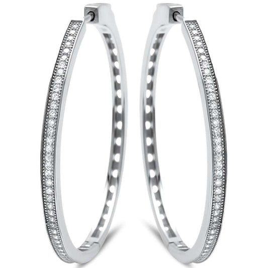 Micro Pave Cz Hoop .925 Sterling Silver Earrings